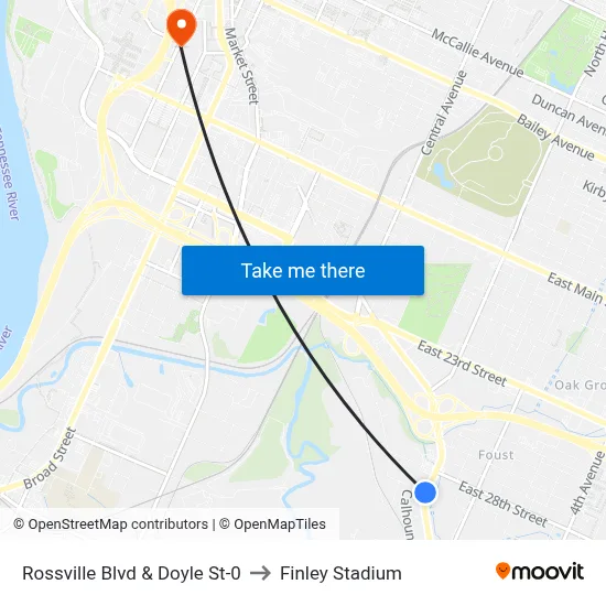 Rossville Blvd & Doyle St-0 to Finley Stadium map