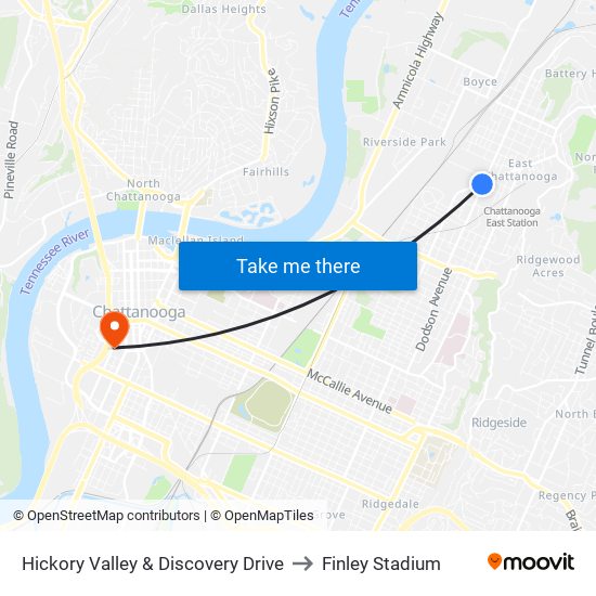 Hickory Valley & Discovery Drive to Finley Stadium map