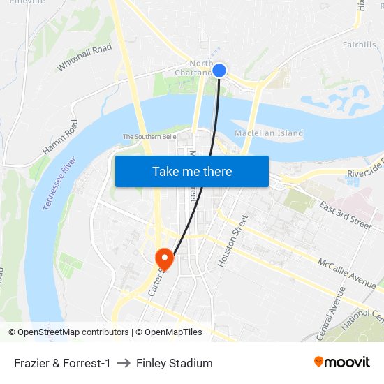 Frazier & Forrest-1 to Finley Stadium map