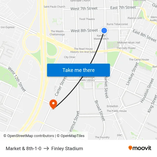 Market & 8th-1-0 to Finley Stadium map