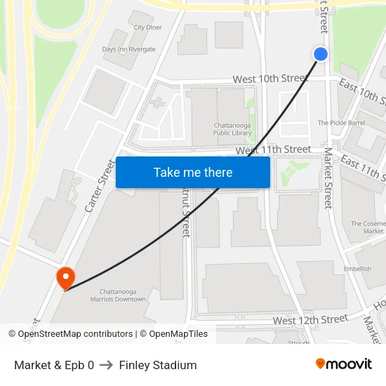 Market & Epb 0 to Finley Stadium map