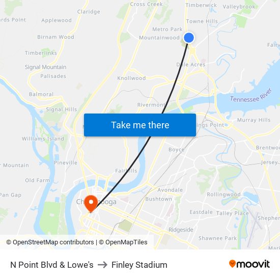 N Point Blvd & Lowe's to Finley Stadium map