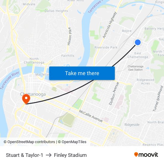 Stuart & Taylor-1 to Finley Stadium map