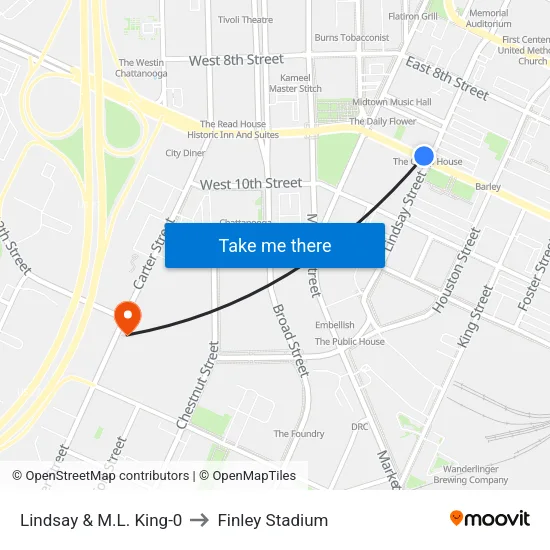 Lindsay & M.L. King-0 to Finley Stadium map