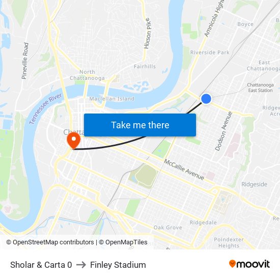 Sholar & Carta 0 to Finley Stadium map