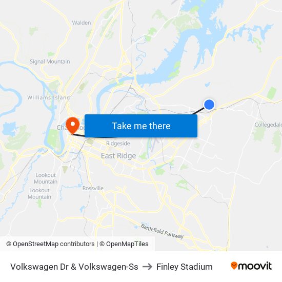 Volkswagen Dr & Volkswagen-Ss to Finley Stadium map