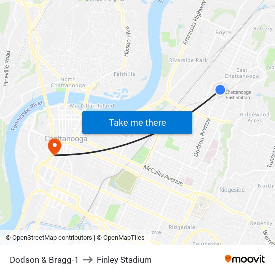 Dodson & Bragg-1 to Finley Stadium map