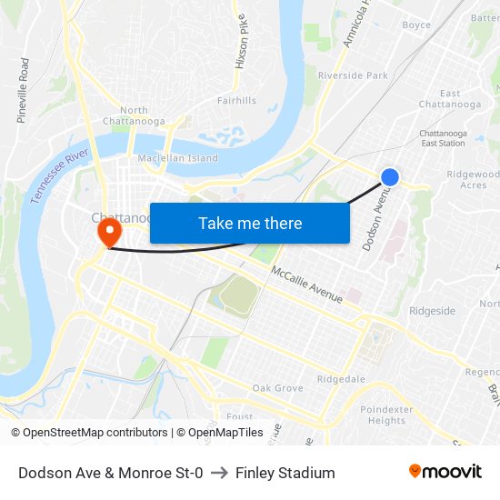 Dodson Ave & Monroe St-0 to Finley Stadium map