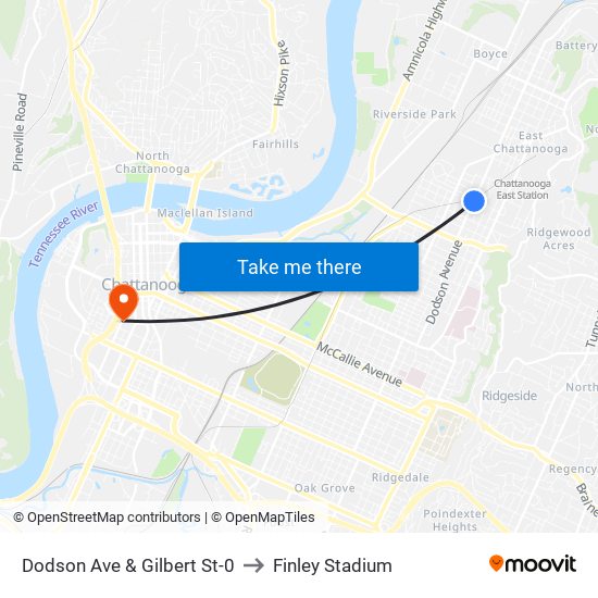 Dodson Ave & Gilbert St-0 to Finley Stadium map