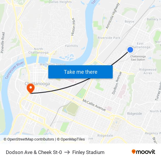 Dodson Ave & Cheek St-0 to Finley Stadium map