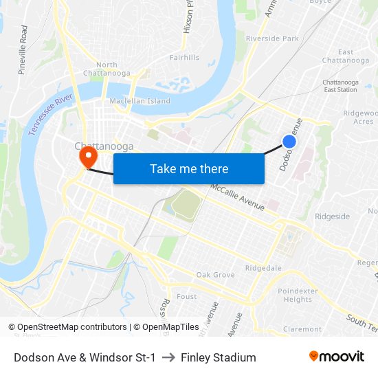 Dodson Ave & Windsor St-1 to Finley Stadium map