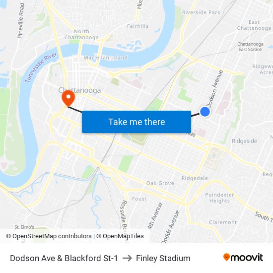 Dodson Ave & Blackford St-1 to Finley Stadium map