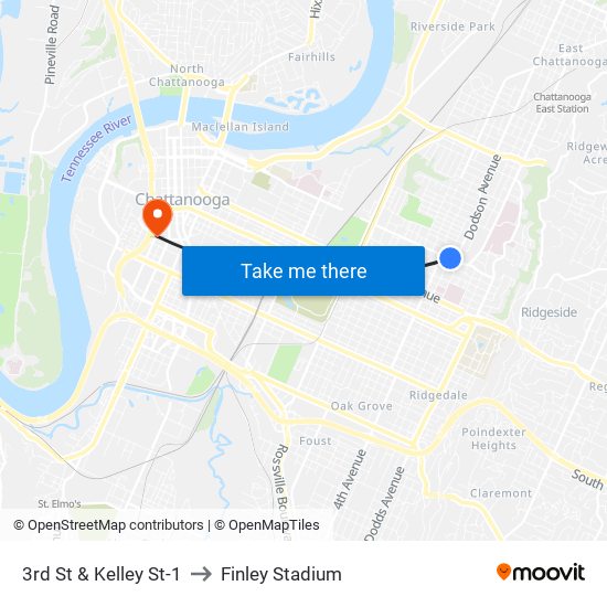 3rd St & Kelley St-1 to Finley Stadium map