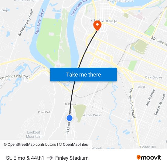 St. Elmo & 44th1 to Finley Stadium map