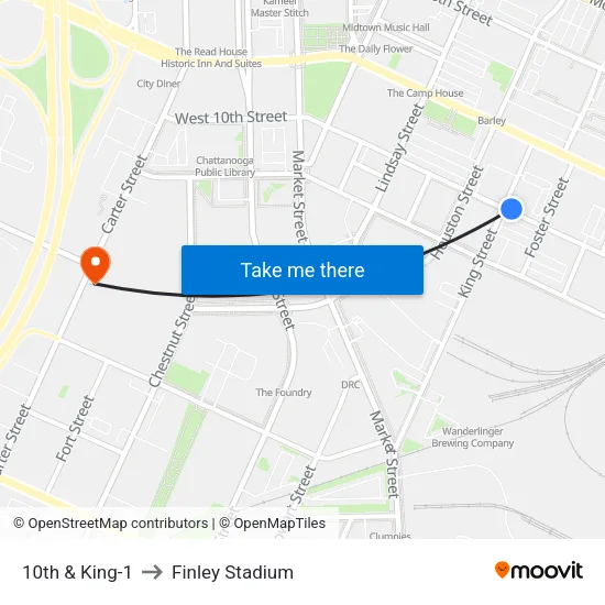 10th & King-1 to Finley Stadium map