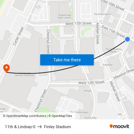 11th & Lindsay-0 to Finley Stadium map