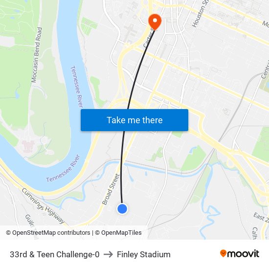 33rd & Teen Challenge-0 to Finley Stadium map