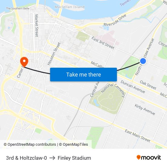 3rd & Holtzclaw-0 to Finley Stadium map