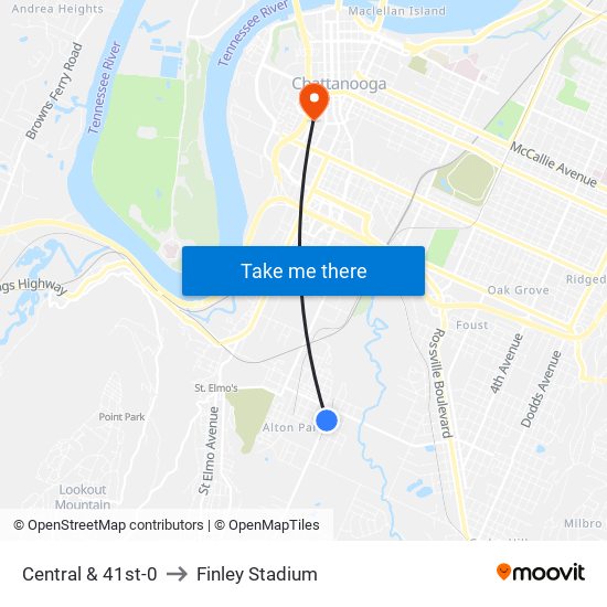 Central & 41st-0 to Finley Stadium map