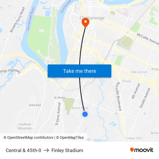 Central & 45th-0 to Finley Stadium map