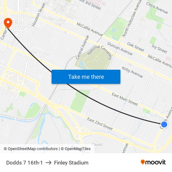 Dodds 7 16th-1 to Finley Stadium map