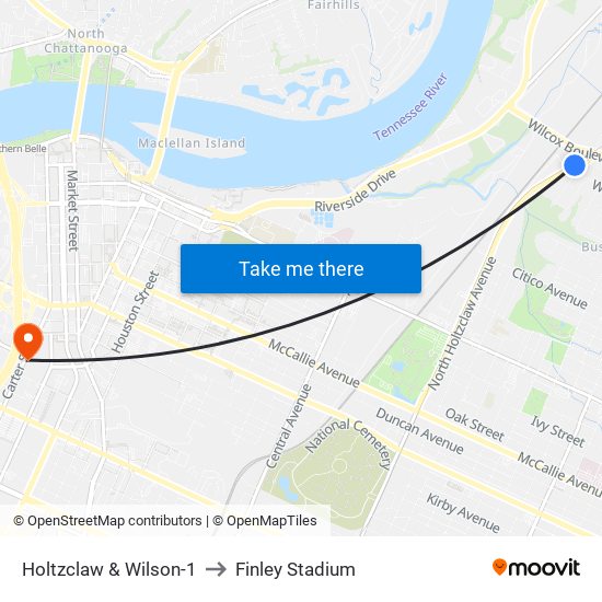 Holtzclaw & Wilson-1 to Finley Stadium map