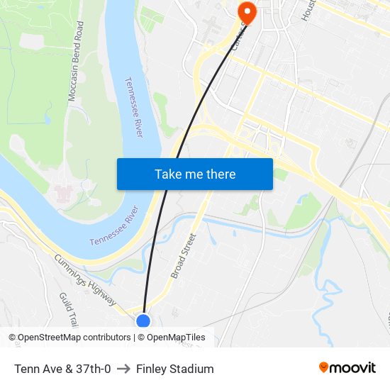 Tenn Ave & 37th-0 to Finley Stadium map