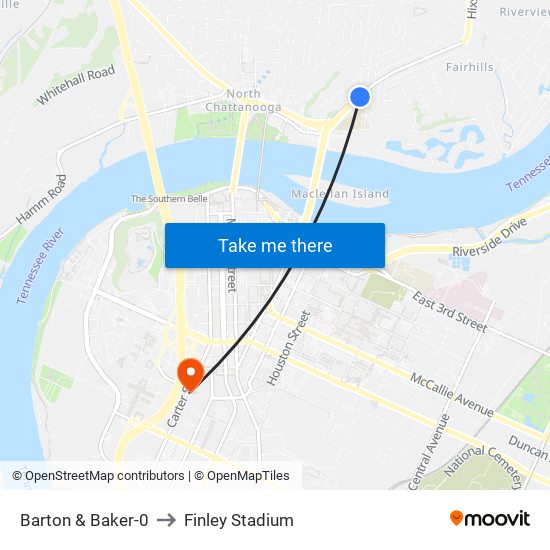 Barton & Baker-0 to Finley Stadium map