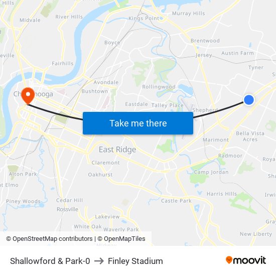 Shallowford & Park-0 to Finley Stadium map