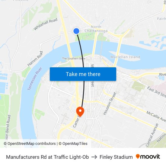 Manufacturers Rd at Traffic Light-Ob to Finley Stadium map