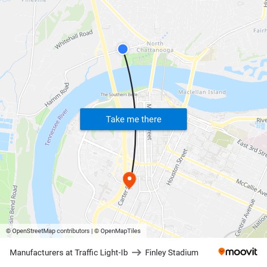 Manufacturers at Traffic Light-Ib to Finley Stadium map
