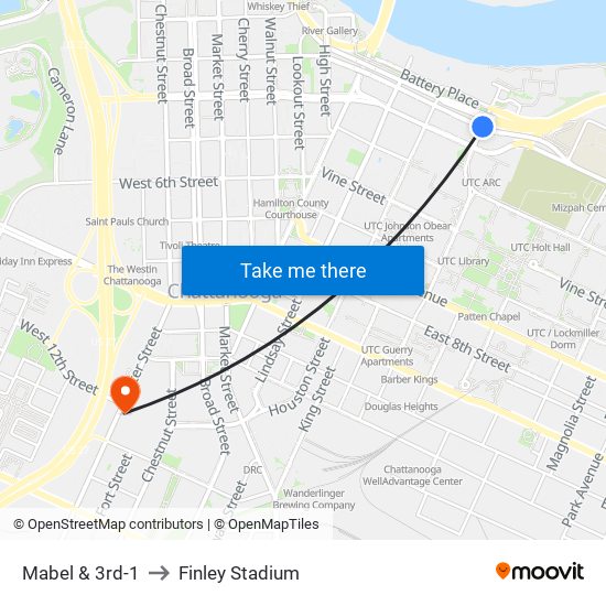 Mabel & 3rd-1 to Finley Stadium map