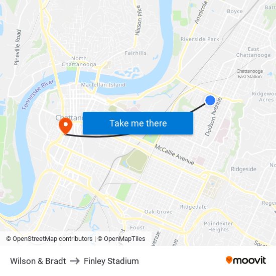 Wilson & Bradt to Finley Stadium map