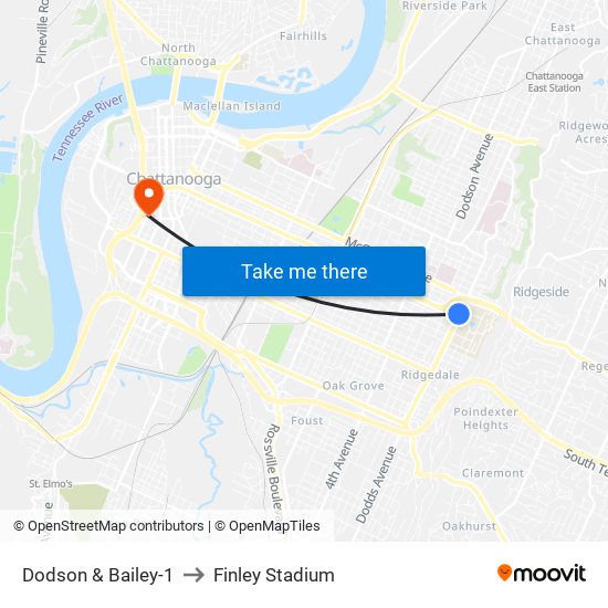 Dodson & Bailey-1 to Finley Stadium map