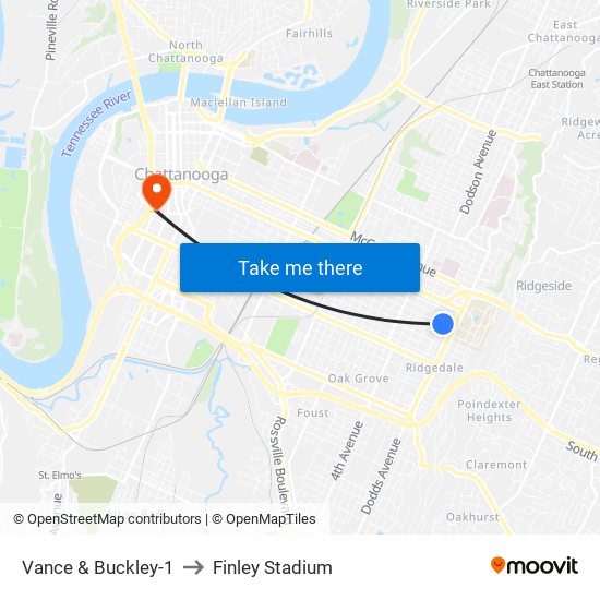 Vance & Buckley-1 to Finley Stadium map