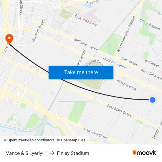 Vance & S Lyerly-1 to Finley Stadium map