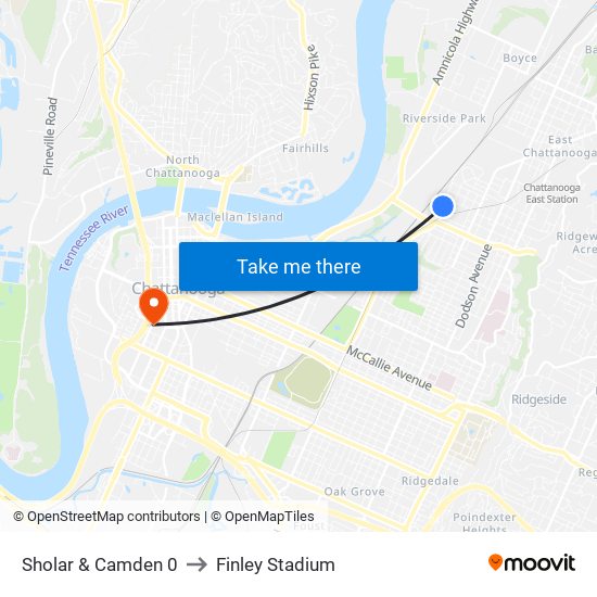 Sholar & Camden 0 to Finley Stadium map