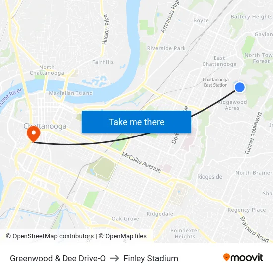 Greenwood & Dee Drive-O to Finley Stadium map