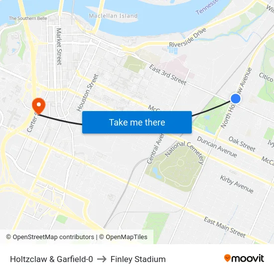Holtzclaw & Garfield-0 to Finley Stadium map