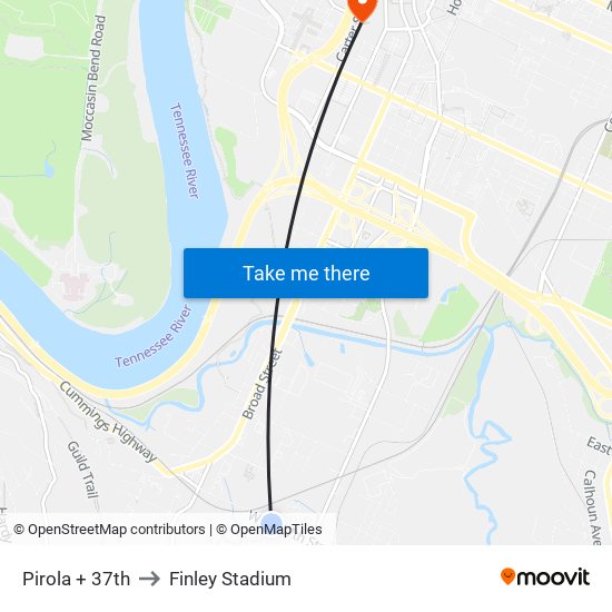 Pirola + 37th to Finley Stadium map