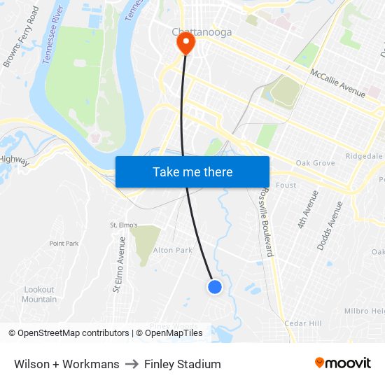 Wilson + Workmans to Finley Stadium map