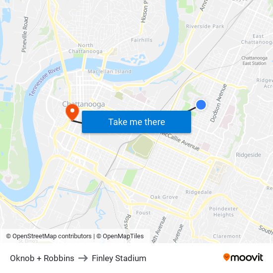 Oknob + Robbins to Finley Stadium map