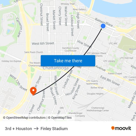 3rd + Houston to Finley Stadium map