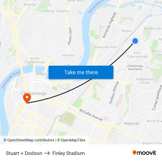 Stuart + Dodson to Finley Stadium map