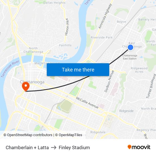 Chamberlain + Latta to Finley Stadium map