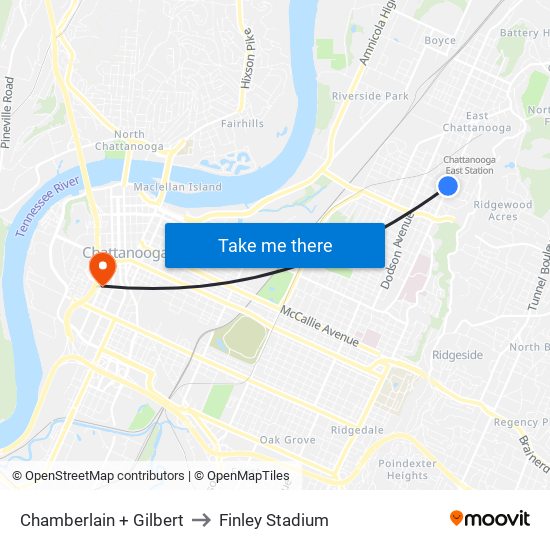 Chamberlain + Gilbert to Finley Stadium map