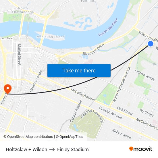 Holtzclaw + Wilson to Finley Stadium map
