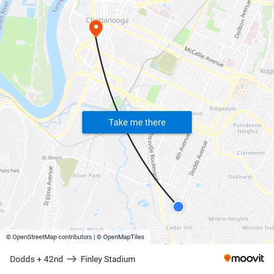 Dodds + 42nd to Finley Stadium map