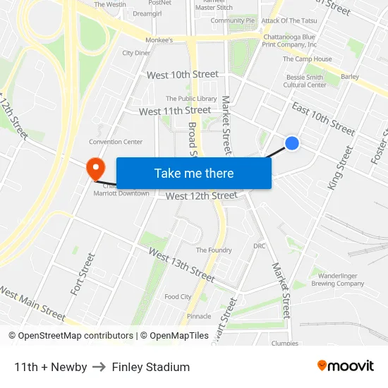 11th + Newby to Finley Stadium map