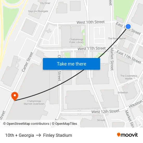 10th + Georgia to Finley Stadium map